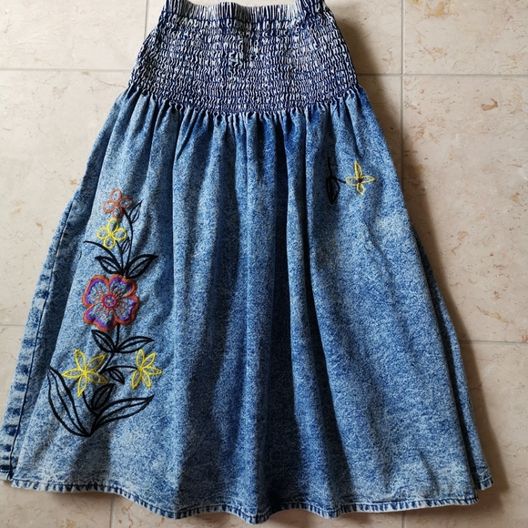 Vintage Jean skirt 80's acid wash drop waist - Picture 4 of 4
